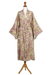 Robe aus Rayon-Batik - Rayon Robe Olivgrüner Blumen-Batikdruck aus Indonesien