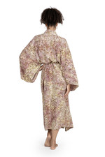 Rayon batik robe, 'Grand Floral' - Rayon Robe Olive Floral Batik Print from Indonesia