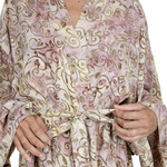 Rayon batik robe, 'Grand Floral' - Rayon Robe Olive Floral Batik Print from Indonesia