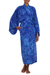 Rayon batik robe, 'Bamboo Blue' - Blue Rayon Long Robe with Bamboo Batik Print from Indonesia thumbail