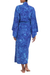 Rayon batik robe, 'Bamboo Blue' - Blue Rayon Long Robe with Bamboo Batik Print from Indonesia (image 2c) thumbail