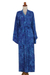 Rayon batik robe, 'Bamboo Blue' - Blue Rayon Long Robe with Bamboo Batik Print from Indonesia (image 2d) thumbail