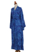 Rayon batik robe, 'Bamboo Blue' - Blue Rayon Long Robe with Bamboo Batik Print from Indonesia (image 2e) thumbail
