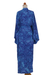 Rayon batik robe, 'Bamboo Blue' - Blue Rayon Long Robe with Bamboo Batik Print from Indonesia (image 2f) thumbail