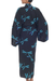 Rayon batik robe, 'Night Dragonflies' - Handcrafted Black Batik Robe with Dragonflies from Bali (image 2e) thumbail
