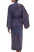 Rayon batik robe, 'Bewildering Maze' - Handcrafted Blue & Peach Batik Rayon Robe from Indonesia (image 2c) thumbail