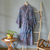 Rayon batik robe, 'Bewildering Maze' - Handcrafted Blue & Peach Batik Rayon Robe from Indonesia (image 2d) thumbail
