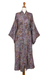 Rayon batik robe, 'Floral Mansion' - Sienna Purple Floral Batik on Rayon Long Robe from Indonesia thumbail