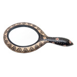 Wood batik hand mirror, 'Java Beauty' - Fair Trade Art Javanese Hand Mirror Floral Batik on Wood