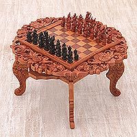 Kiva Store  Hand Carved Natural Wood Folding Chess Set from Bali - Play to  Win