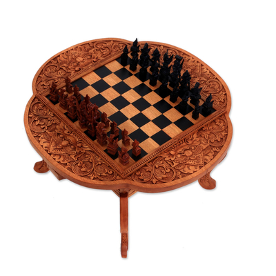 Schachspiel aus Holz - Handgeschnitztes Schachspiel aus Holz