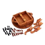 Wood chess set, 'Ramayana Flowers' - Wood chess set