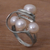 Cultured pearl cocktail ring, 'Polarized Pearl' - Handcrafted Balinese Sterling Silver and Cultured Pearl Ring (image 2b) thumbail