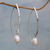 Cultured pearl drop earrings, 'Ever After' - Sterling Silver and Cultured Pearl Drop Earrings (image 2b) thumbail