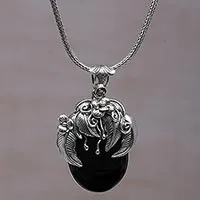 Featured review for Onyx and peridot pendant necklace, Leaf Fairy