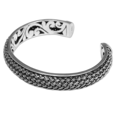 Hand Crafted Sterling Silver Cuff Bracelet from Indonesia - Woven ...