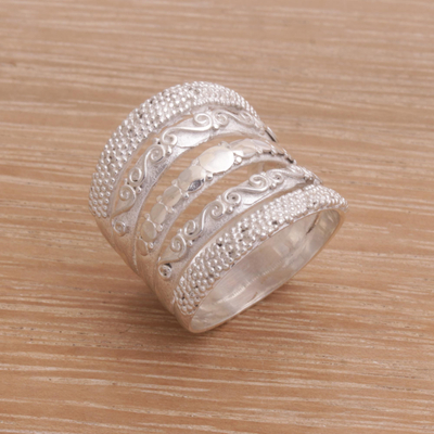 Sterling silver band ring, Five Shadows