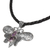 Amethyst pendant necklace, 'Purple Bali Moth' - Leather Butterfly Necklace with Sterling Silver and Amethyst (image 2c) thumbail
