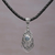 Blue topaz pendant necklace, 'Bali Amulet in Blue' - Bali Sterling Silver and Leather Necklace with Blue Topaz (image 2) thumbail