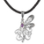 Amethyst pendant necklace, 'Bali Dragonfly' - Balinese Amethyst and Leather Dragonfly Pendant Necklace thumbail