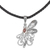 Garnet pendant necklace, 'Bali Dragonfly' - Garnet and Leather Dragonfly Pendant Necklace from Bali thumbail