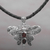 Garnet pendant necklace, 'Bali Moth in Red' - Garnet and Leather Moth Pendant Necklace from Indonesia (image 2) thumbail