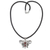 Garnet pendant necklace, 'Bali Moth in Red' - Garnet and Leather Moth Pendant Necklace from Indonesia (image 2b) thumbail