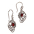 Garnet dangle earrings, 'Proud Swans' - Balinese Sterling Silver and Garnet Swan Theme Earrings thumbail