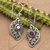 Garnet dangle earrings, 'Proud Swans' - Balinese Sterling Silver and Garnet Swan Theme Earrings (image 2b) thumbail