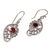 Garnet dangle earrings, 'Proud Swans' - Balinese Sterling Silver and Garnet Swan Theme Earrings (image 2c) thumbail