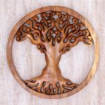 Wood relief panel, 'Tangled Tree' - Hand Carved Wood Relief Panel of a Surreal Balinese Tree