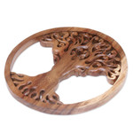 Wood relief panel, 'Tangled Tree' - Hand Carved Wood Relief Panel of a Surreal Balinese Tree