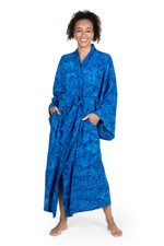 Rayon batik robe, 'Misty Ocean' - Long Handcrafted Batik and Tie Dyed Rayon Robe from Bali