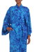 Rayon batik robe, 'Misty Ocean' - Long Handcrafted Batik and Tie Dyed Rayon Robe from Bali (image 2a) thumbail