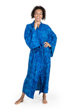 Rayon batik robe, 'Misty Ocean' - Long Handcrafted Batik and Tie Dyed Rayon Robe from Bali
