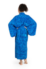 Rayon batik robe, 'Misty Ocean' - Long Handcrafted Batik and Tie Dyed Rayon Robe from Bali