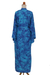 Rayon batik robe, 'Misty Ocean' - Long Handcrafted Batik and Tie Dyed Rayon Robe from Bali (image 2f) thumbail