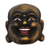 Wood mask, 'Knowing Buddha' - Gold Tone Wood Wall Mask of a Balinese Laughing Buddha