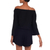 Rayon off-shoulder romper, 'City Diva' - Black Long Sleeved Rayon Romper from Indonesia (image 2e) thumbail