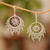 Amethyst dangle earrings, 'Fire of Shiva' - Silver and Amethyst Flame-Shaped Dangle Earrings
