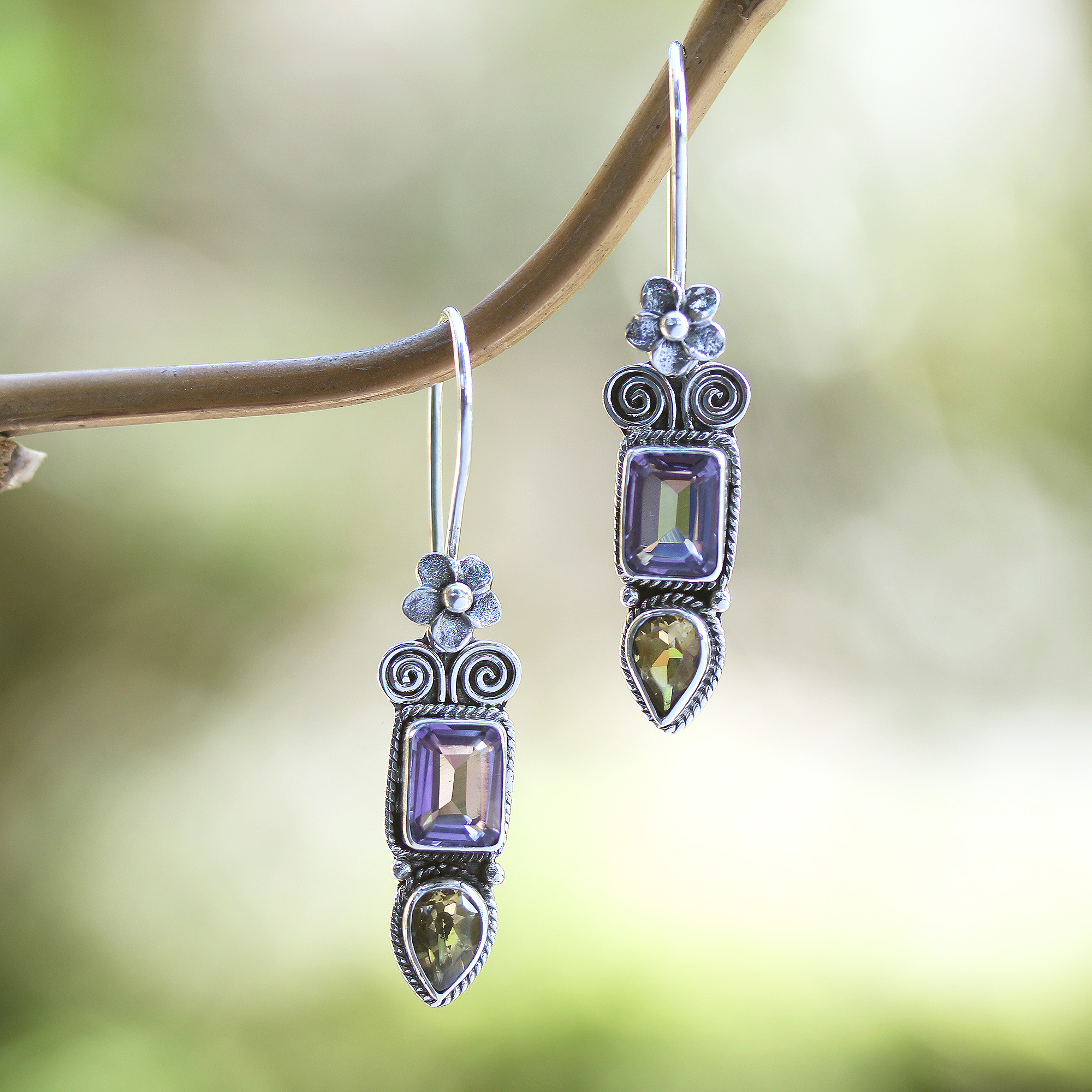 amethyst and citrine earrings