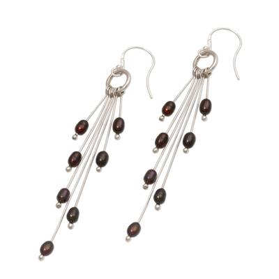Cultured pearl dangle earrings, 'Mystical Monsoon' - Cultured Pearl and Sterling Silver Dangle Earrings