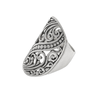 Hand Crafted Sterling Silver Openwork Ring from Indonesia - Balinese ...