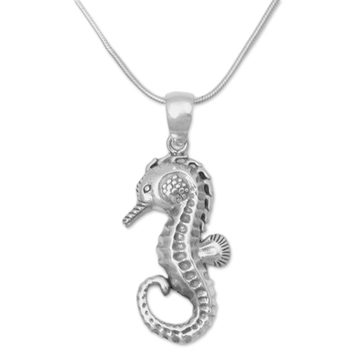 Sterling Silver Seahorse Pendant Necklace from Indonesia