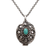 Sterling silver locket necklace, 'Island Bloom' - Sterling Silver and Reconstituted Turquoise Locket Necklace thumbail