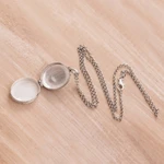 Sterling silver locket necklace, 'Island Dreams' - Sterling Silver and Reconstituted Turquoise Locket Necklace