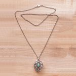 Sterling silver locket necklace, 'Island Dreams' - Sterling Silver and Reconstituted Turquoise Locket Necklace