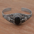 Onyx cuff bracelet, 'Balinese Magic in Black' - Onyx and Sterling Silver Floral Cuff Bracelet from Indonesia (image 2) thumbail