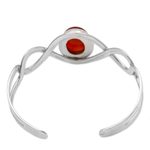 Carnelian cuff bracelet, 'DNA in Scarlet' - Carnelian and Sterling Silver Cuff Bracelet from Indonesia