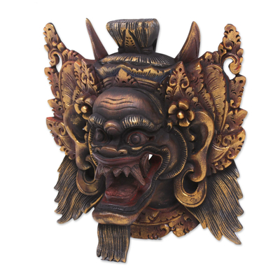 Máscara de madera - Máscara de pared de madera de acacia de Indonesia